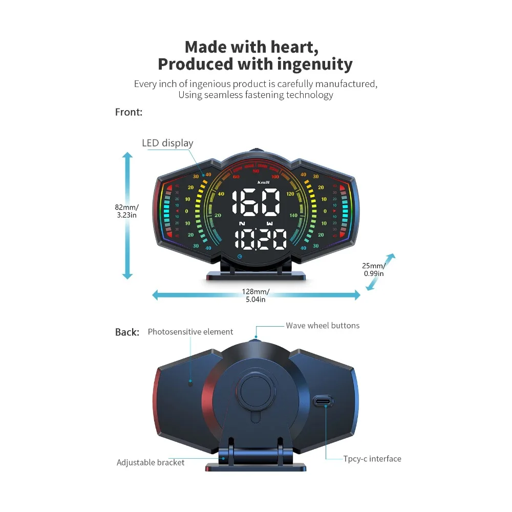 G18 Car HUD Universal Multi Functional Tester GPS Compass Speedometer Altimeter Slope Meter Alarm Head up Display for All Car