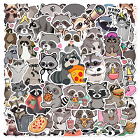 50pcs Procyon lotor Animals Cartoon Graffiti Stickers DIY Phone Guitar Laptop Notebook Suitcase Cup Waterproof Sticker Kids Toy