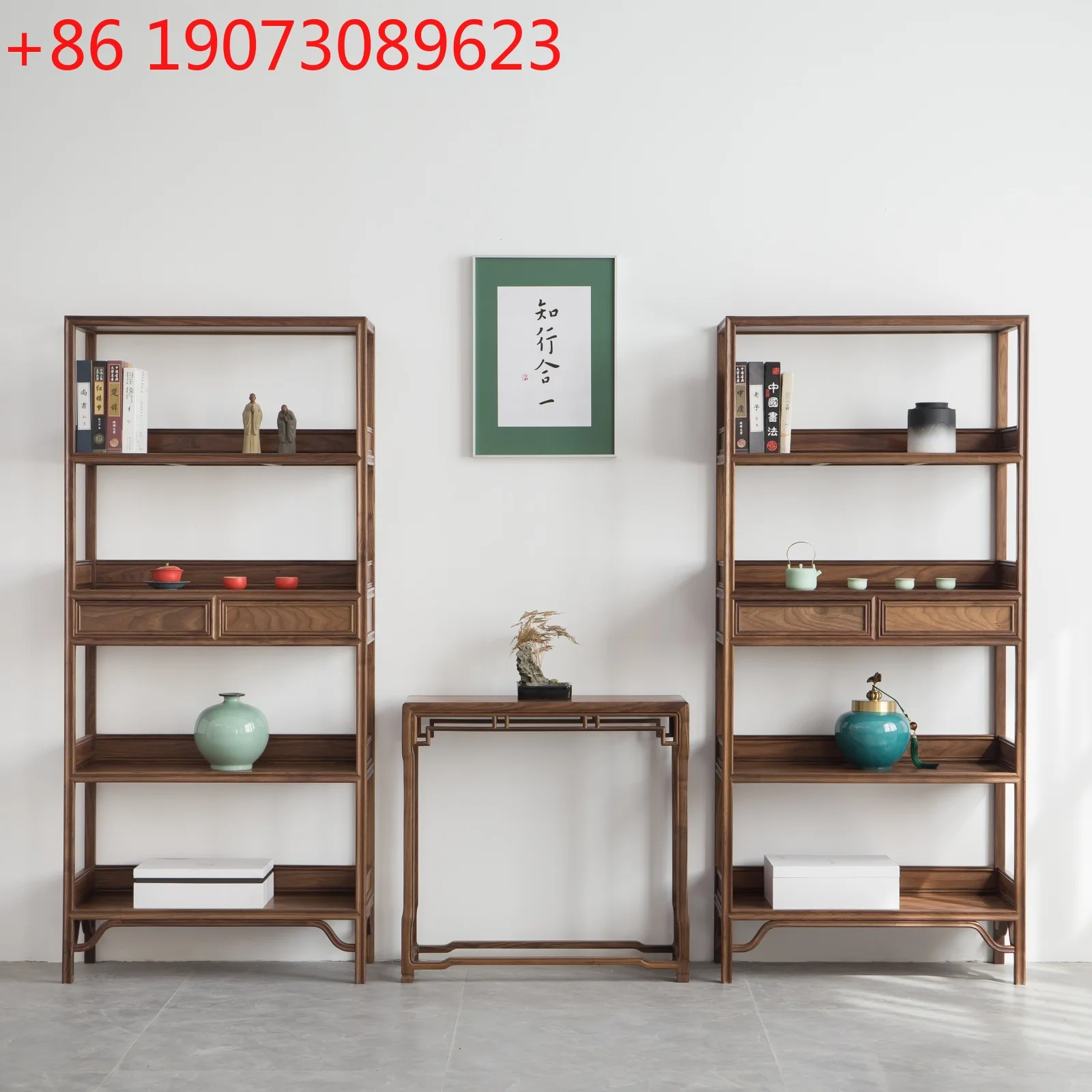 Scaffale per libri in legno massello Vetrina Scaffale Zen Scaffale Bogu in olmo vecchio antico Nuovo noce nera cinese