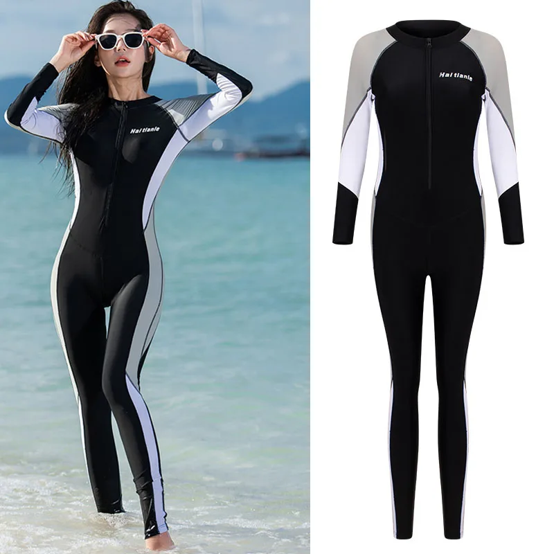 Full Body Swimsuit Swim Suit Full Coverage - Long Legs Long Sleeves for Women One Piece Rash Guard