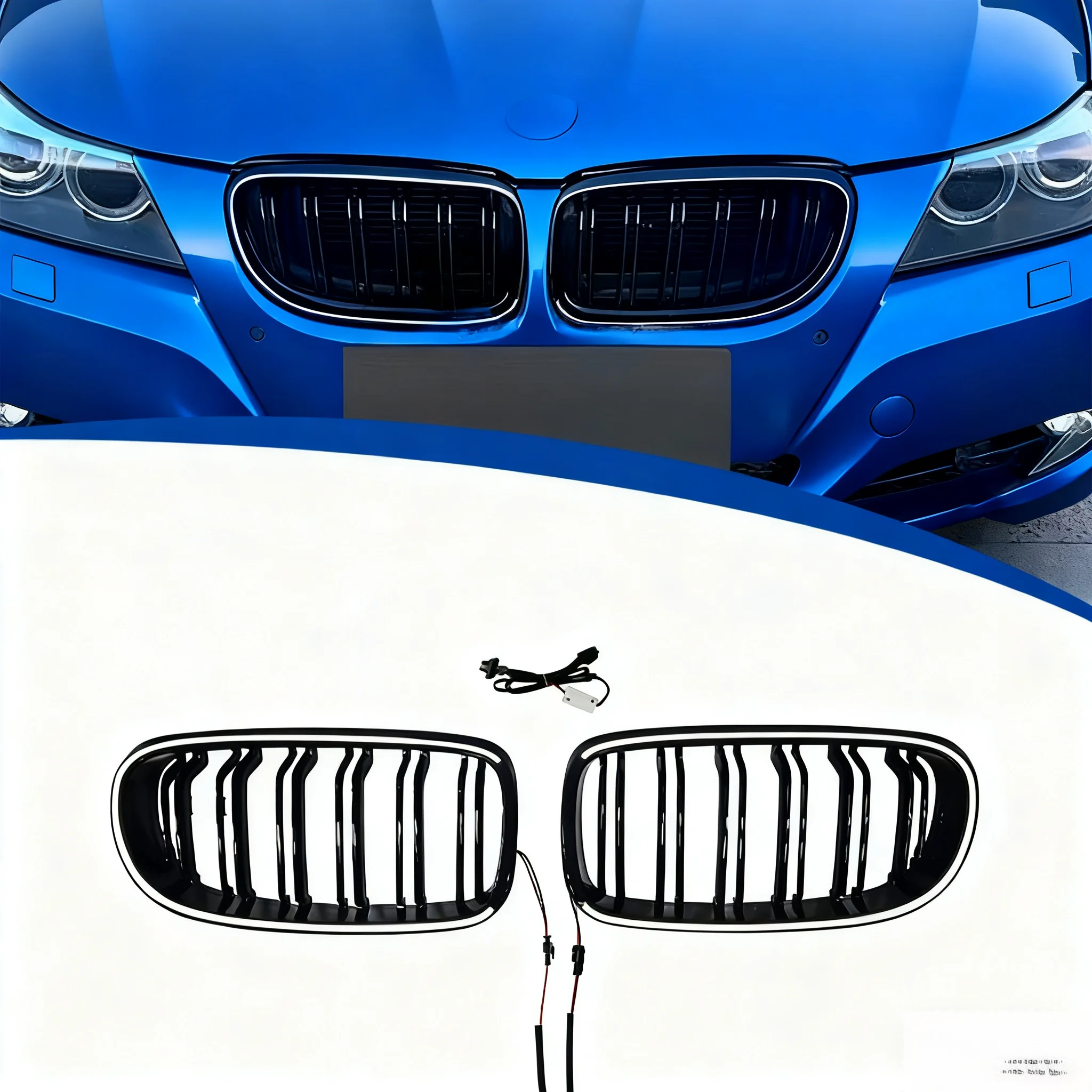 شبكة LED الجبهة العلوية المبرد تجميل شوايات السباق لسيارات BMW 3-Series E90 E91 4-Doors 320i 335i 325i مع الضوء 2009-2011