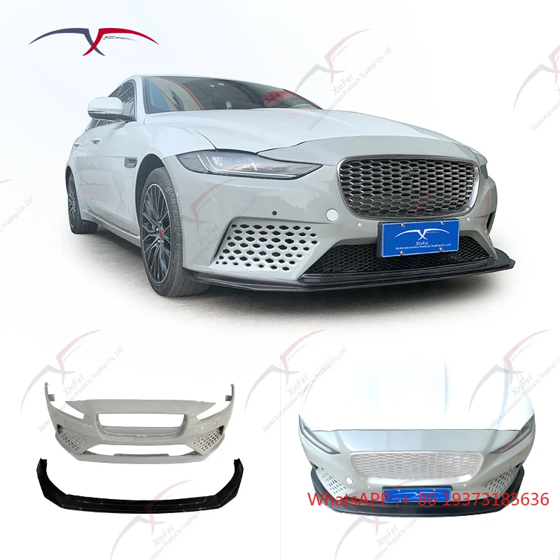 Front Bumper and Front Spoiler Carbon Fiber Car Body Kit Modification Part Suitable for Jaguar XE 2015-2020 Upgraded Bumper