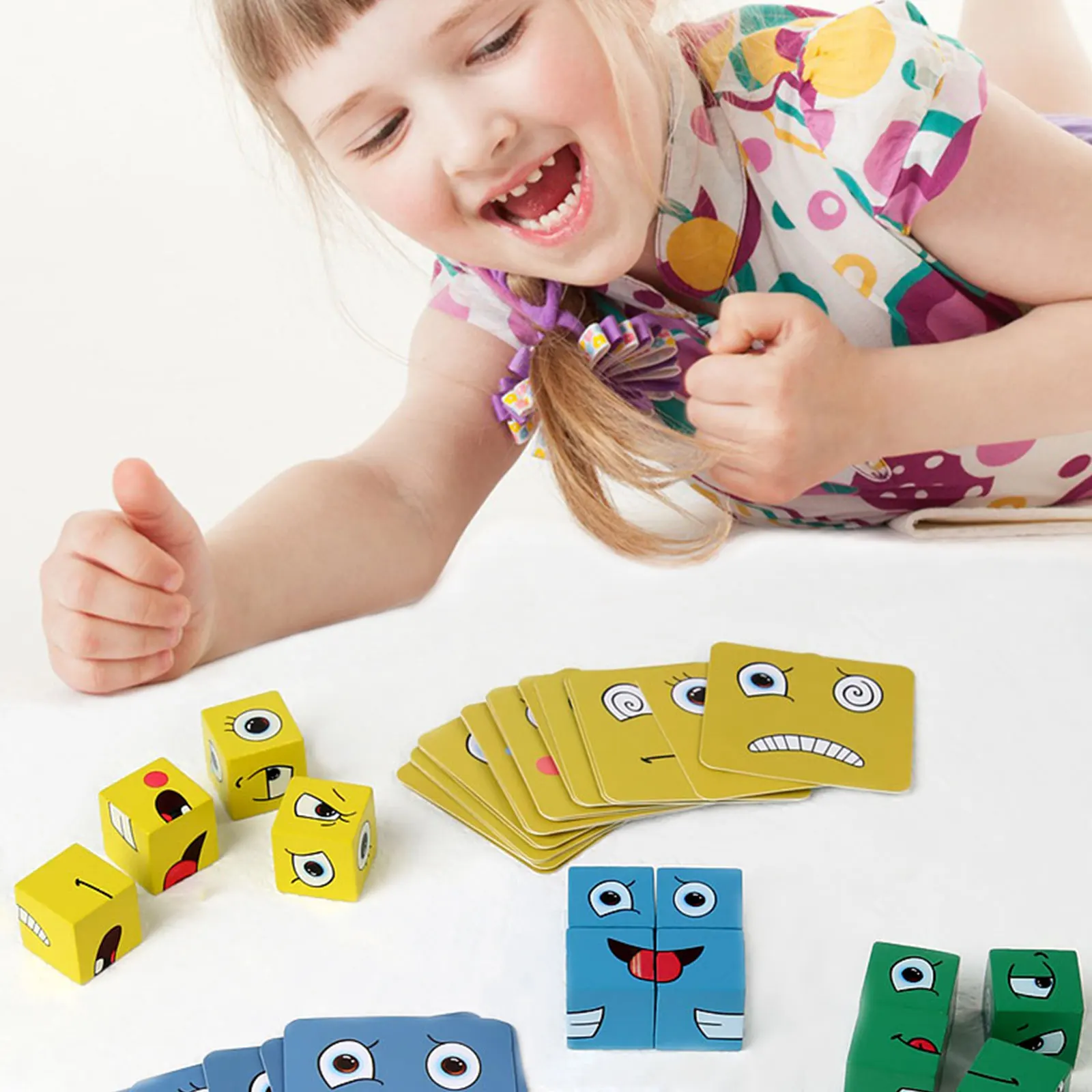 Juego de cubos de cambio de cara, bloques de cara, carrera, cubo mágico que cambia de cara de madera, juego de expresión, rompecabezas, juguetes de construcción para niños, regalos