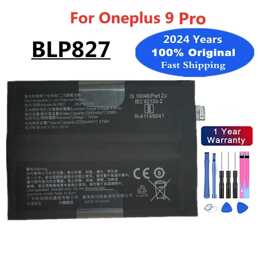 2024 Years BLP827 4500mAh Original Battery For One Plus 9Pro OnePlus 9 Pro Phone Replacement Battery Bateria Fast Shipping