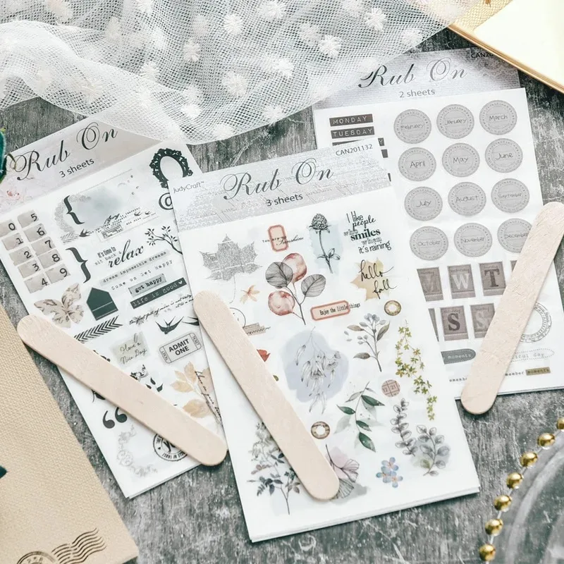 خمر الجمالية سكرابوكينغ فرك على ملصق DIY مجلة نقل ملصقات لمذكرات ألبوم صور الديكور لوازم الحرفية #1