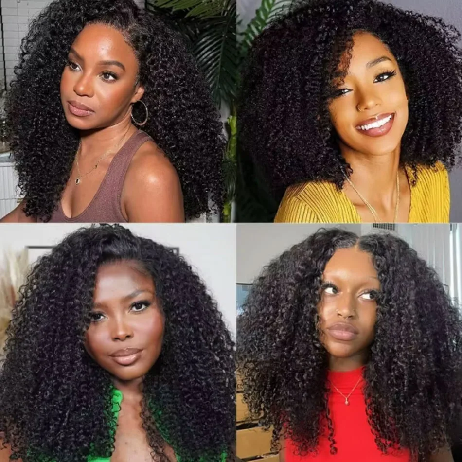 28 32Inch Curly V Part Wig Human Hair Brazilian Virgin Human Hair Wig Upgrade Drawstring Wig Glueless V Shape Wig Natural Color