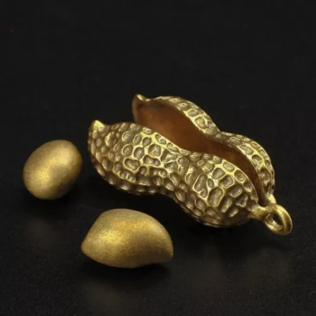 Pure Brass Peanut Keychain Gift Hanging Miniature Figure Craft