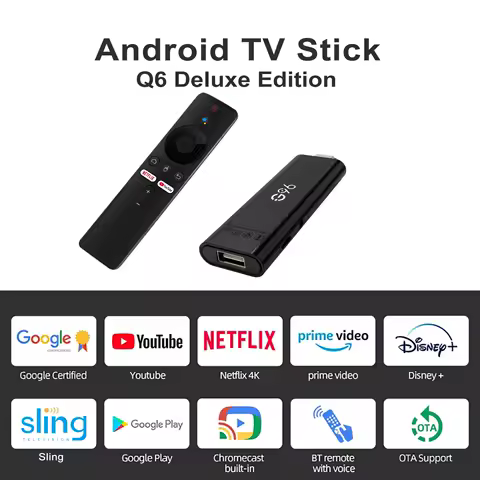 G96 ATV Mini TV Stick Android13.0 Allwinner H313 Quad Core Cortex A53 Support 8K Video 4K BT Voice Remote Smart TV Box Q6