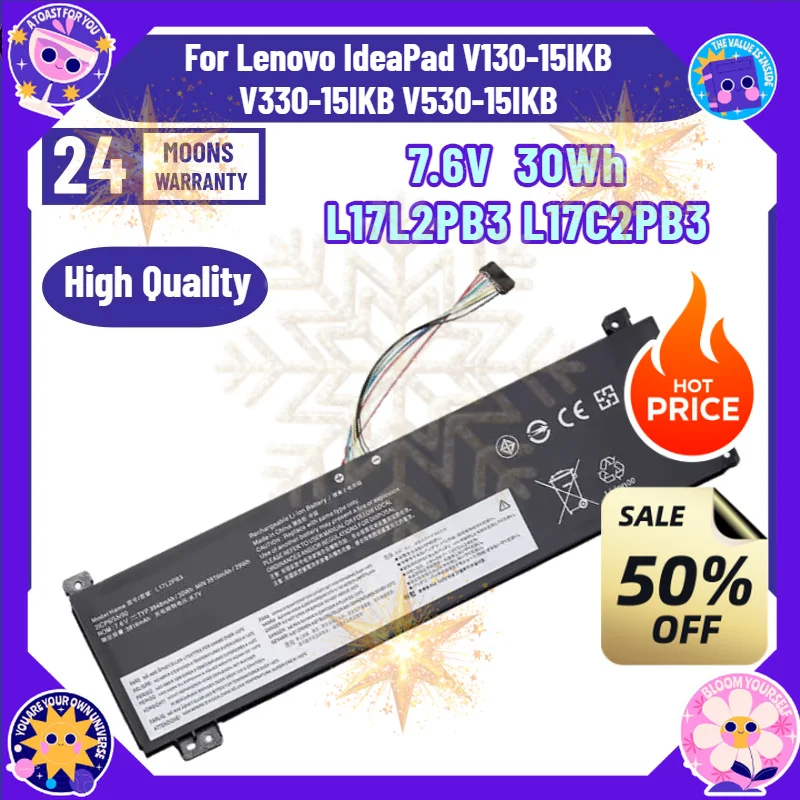 SWZY 7.6V  L17L2PB3 L17C2PB3 Battery For Lenovo IdeaPad V130-15IKB V330-15IKB V530-15IKB V530-14IKB 81HL0023GE L17M2PB4 L17L2PB4