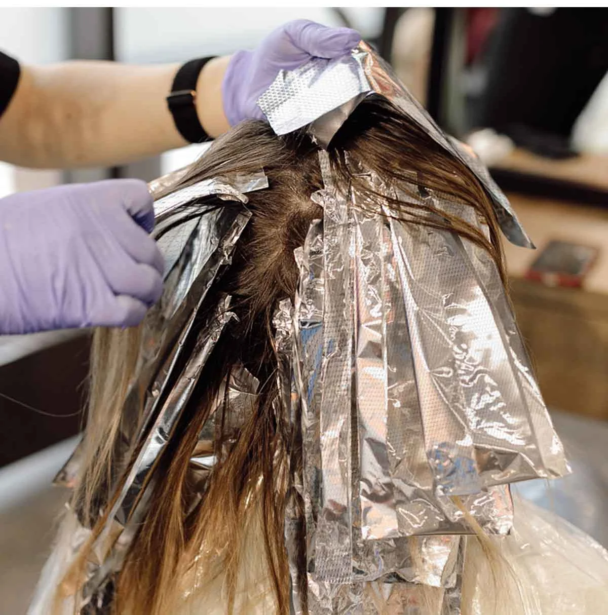200 Stück Haarfärbung Aluminiumfolie 12 cm x 14 cm Zinn Aluminiumfolie Blätter Friseur Dauerwelle Folie für Salon Barber Shop – Detail 9