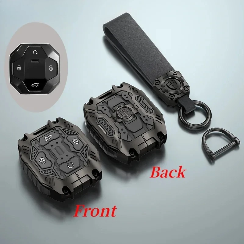 

Чехол для автомобильного ключа из цинкового сплава + силикагеля с 4 кнопками для Chery Jetour T2 Traveler 2023 2024, автомобильные аксессуары без ключа