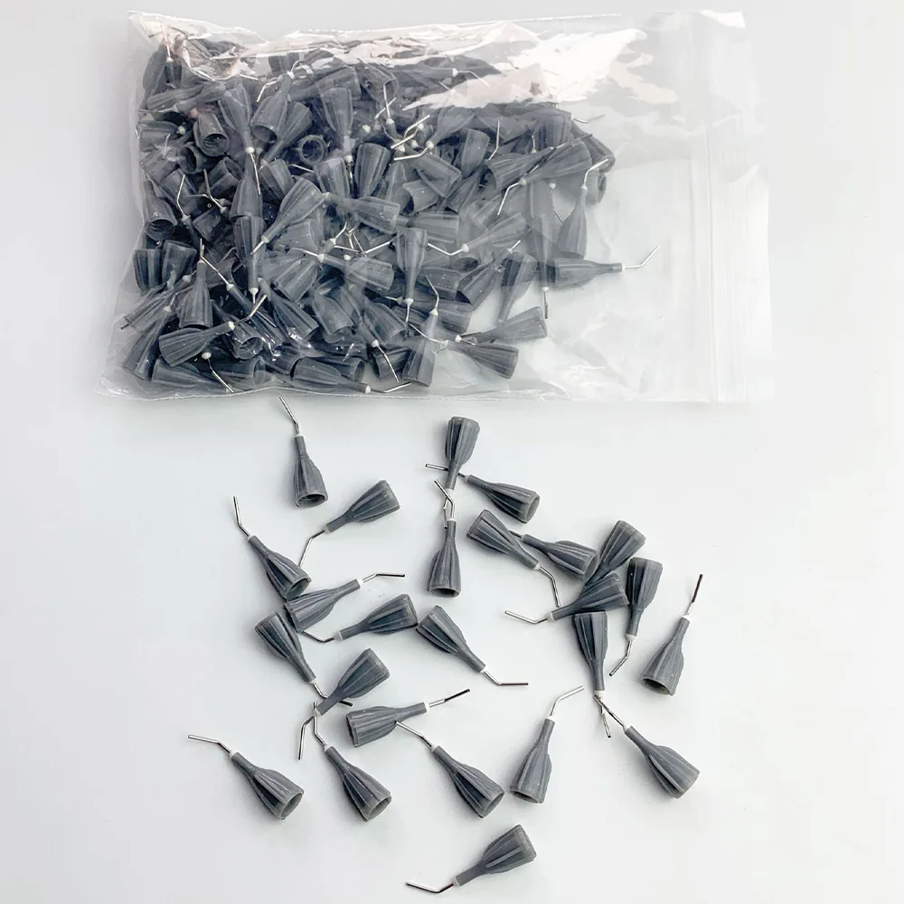Dental Fluid Resin Delivery Flat-Bent Needle Tip, Gray Plastic Bent Needle Tip, Oral 3m Fluid Mixing Injection Tip, Dental Disposable Consumables