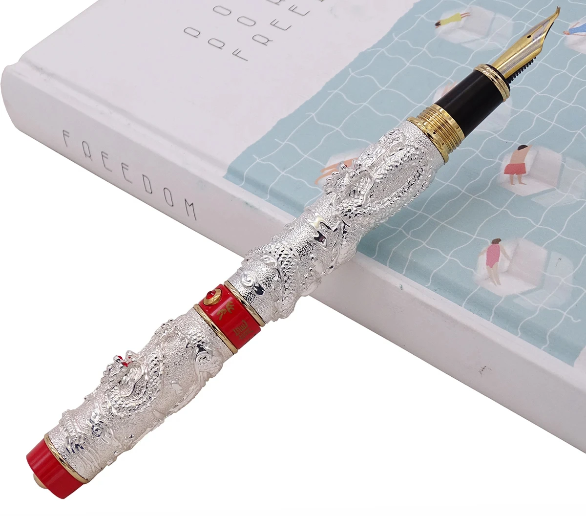 Imagem -05 - Jinhao-double Dragon Fountain Pen Escritório e Escola Noble Gift Pen Coleção Luxo Feito à Mão Artesanato Avançado Escrita