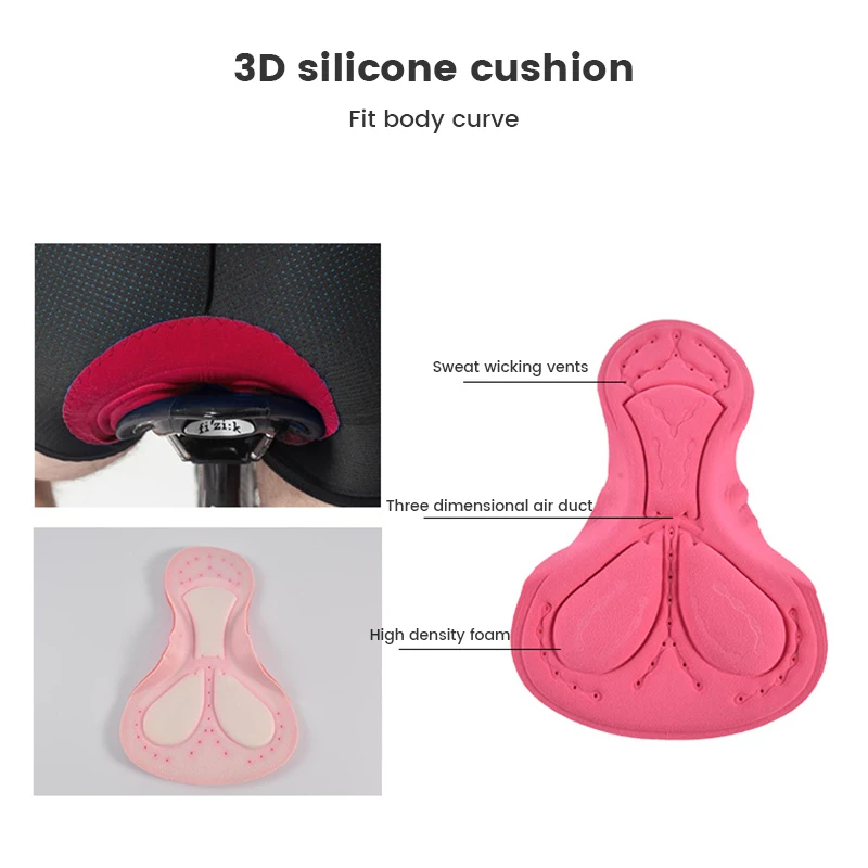 Men Cycling Gel Pad Shockproof Pink Cushioned Pad Women Breathable Hole Riding Base Cushion Moto Silicone Gel Pad