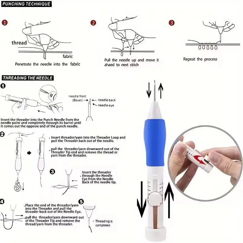 Afbeelding 3: 50 Kleuren Punch Needle Borduurset voor Beginners en Volwassenen - Complete Naaiset met Draden voor Creatieve en DIY Projecten