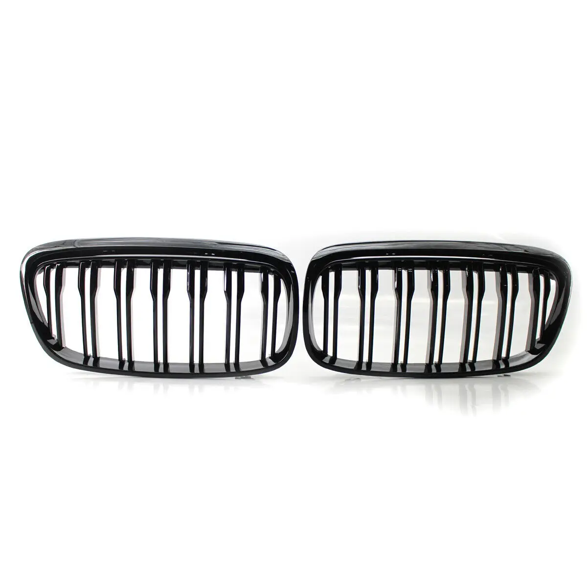 Pair Double Slat Kidney Grille Front Bumper Grill For BMW F45 F46 Tourer Pre-facelift 2014-2017 Gloss Black Car Accessories