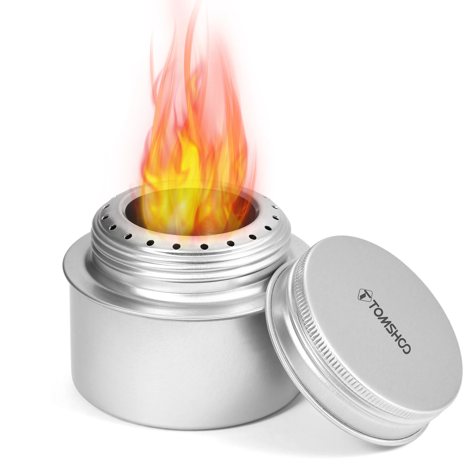 TOMSHOO Portable Mini Tourist Burner Aluminum Alloy Alcohol Burner with Lid Outdoor Camping Hiking Backpacking Cooking Stove