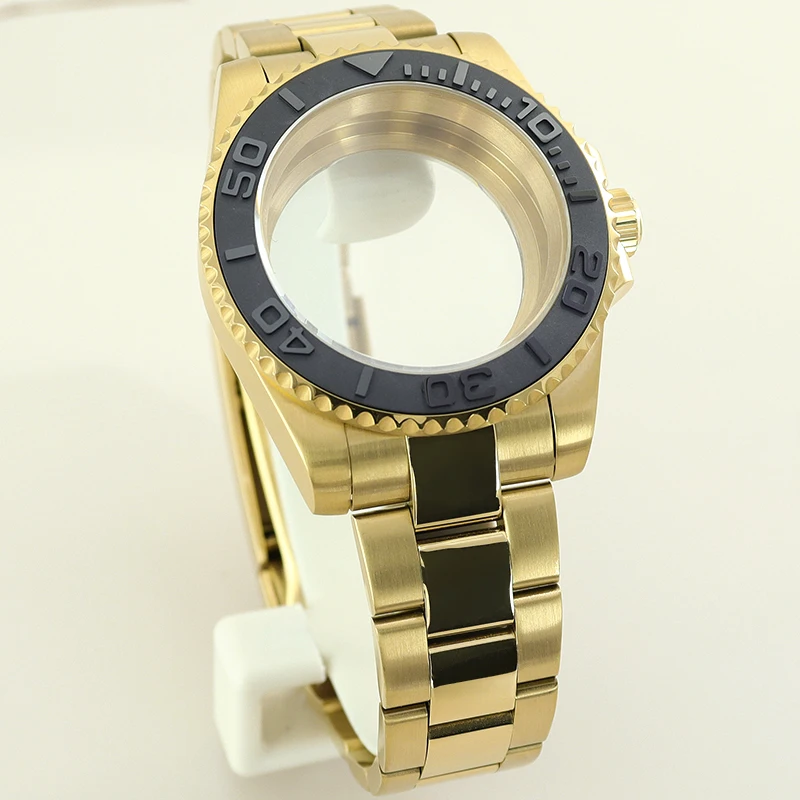 

Gold 40mm Watch Case Strap 10ATM Waterproof For Yacht-Master Seiko NH35 NH34 NH36 NH38 Miyota 8215 ETA 2824 Movement 28.5mm Dial