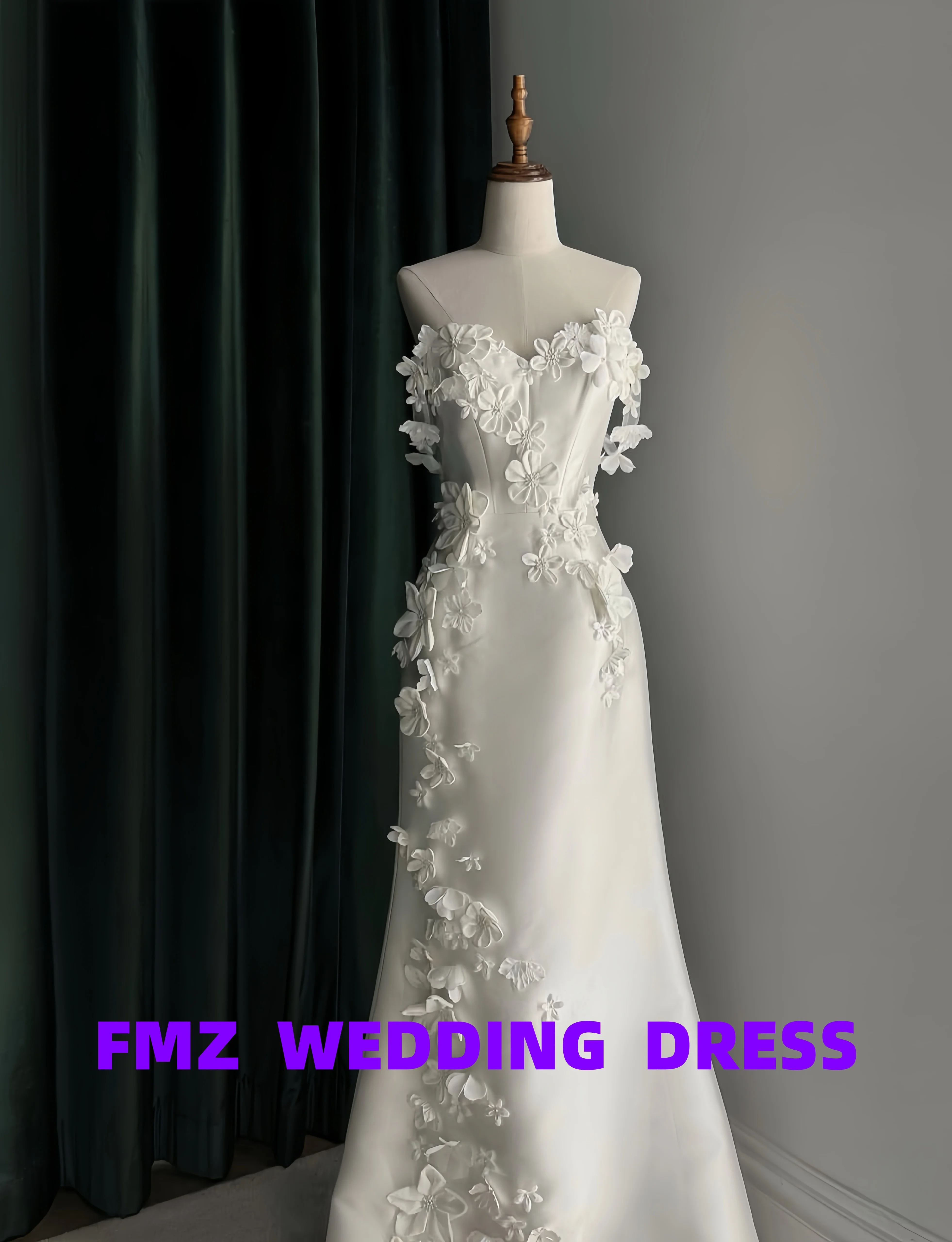 Vestidos de novia de sirena desmontables sin mangas personalizados sin tirantes vestidos para muje bata de mariee