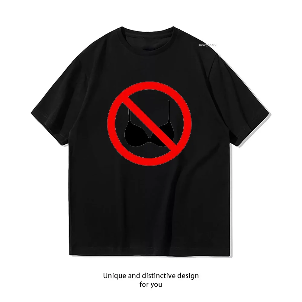 No Bras Allowed  Casual Cotton Short Sleeve Tee for Men Women