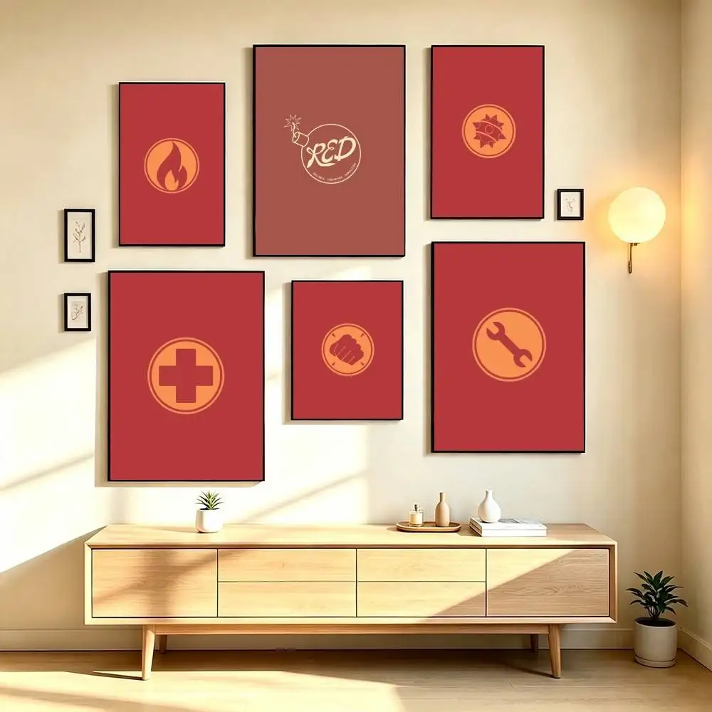 T-Team Fortress 2 Game Logo  Poster Waterproof Wall Art Sticker For Bar Living Room Vintage Decor High Quality Print Gift