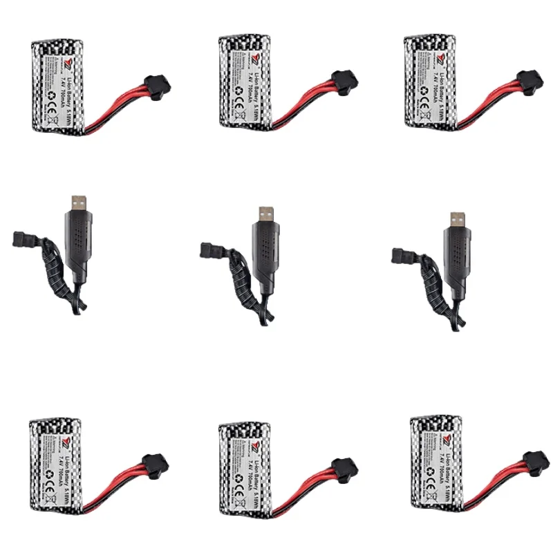 Accesorios de batería para barco HJ820 RC, 7,4 V, 700mAh y línea de carga USB, repuestos para barco de Control remoto HJ820