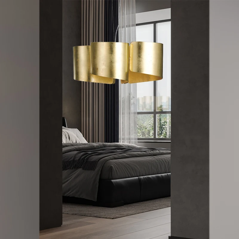 ما بعد الحداثة الذهب الفاخرة مقهى مطعم الفن نموذج غرفة المعيشة غرفة نوم شرفة الممر جينبو الديكور E27 قلادة ضوء #3