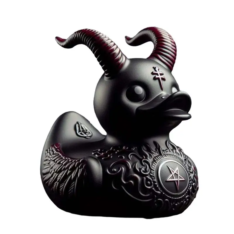 Funny Death Rock Duck Statue Devil Duck Ornament Mysterious Devil Elements Dashboard Desktop Decor Animal Figurine Collectible