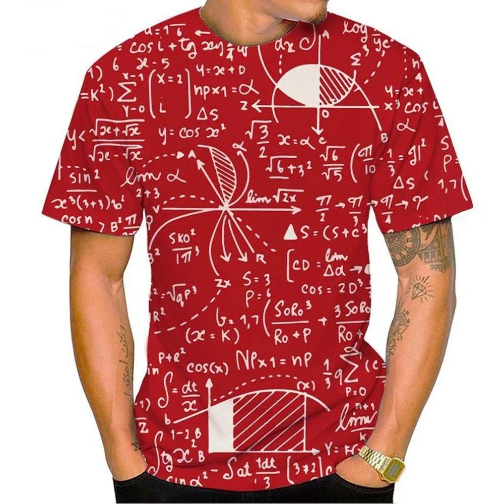 Mathematical Formula Men's Short Sleeve Crew Neck T-shirt Summer Outdoor Special Casual Comfort Tops  Harajuku  Oversized S-7XL