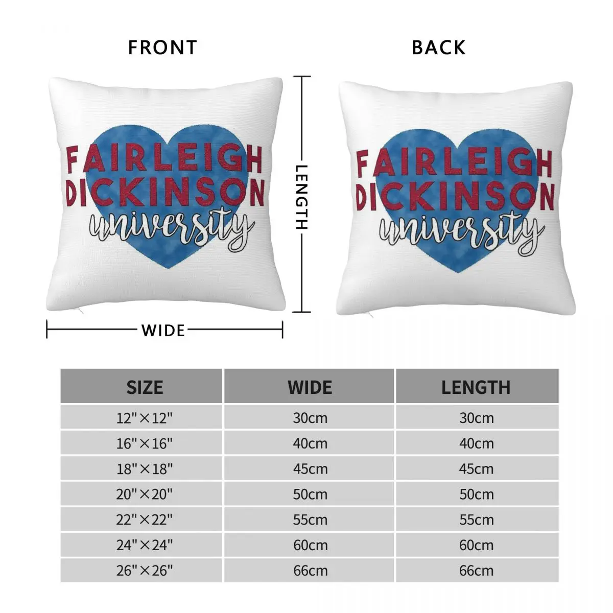 Fairleigh Dickinson University Square Pillowcase Polyester Linen Velvet Creative Zip Decor Pillow Case Bed Cushion Cover