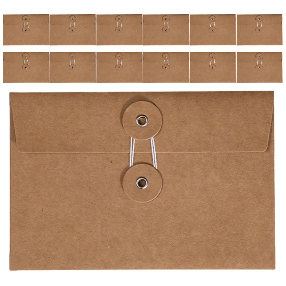 

20pcs Kraft Paper Envelopes Office Storage Bags String Closure File Folders Letter Size Document Organizer Reusable Envelope