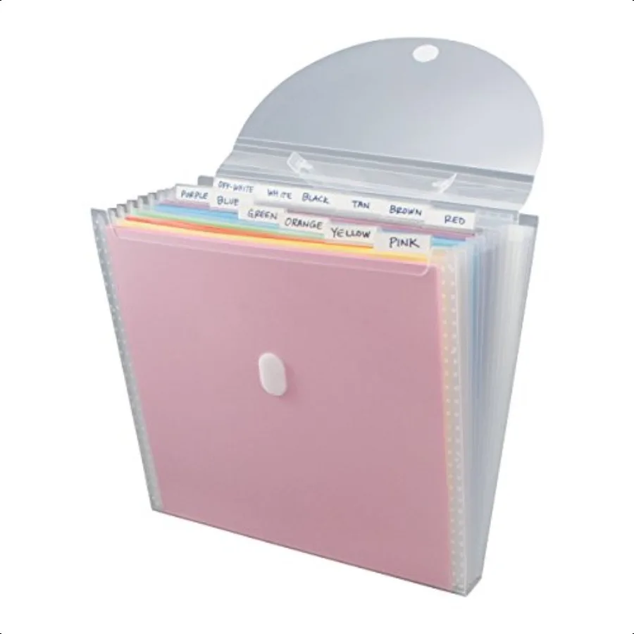 

Expandable Paper Organizer Accordion File Organizer Important Document Holder Clear with 12 Pockets White 12x12 Inches