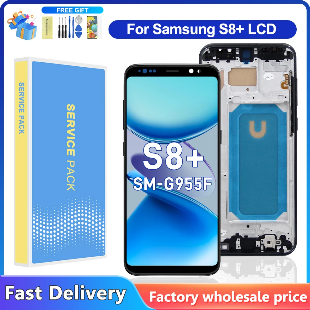 Getestet für Samsung S8 Plus Display Touchscreen mit Rahmen-Digitizer für Samsung S8+ G955, SM-G955F, SM-G955FD LCD