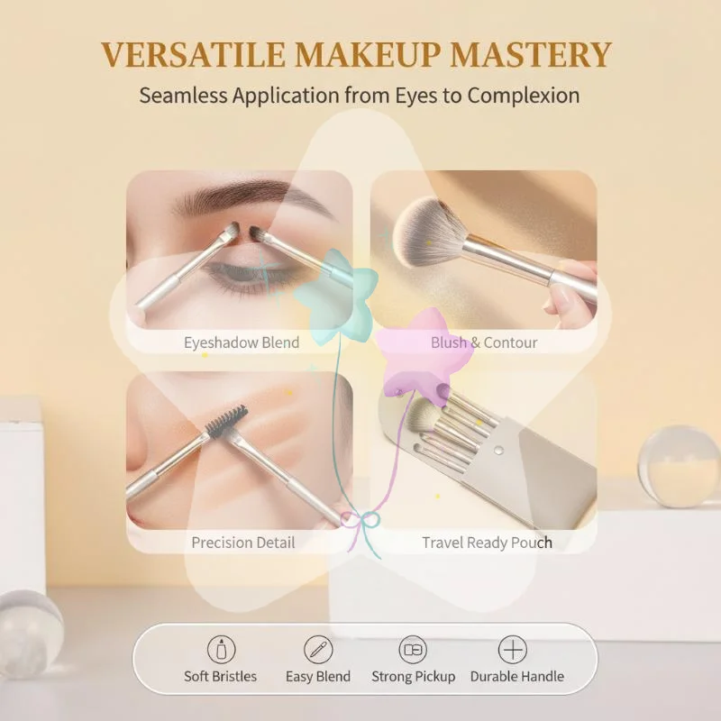 Professional Eye Makeup Brush Set 15 Pcs Hypoallergenic Soft Synthetic Bristles with Portable Pouch