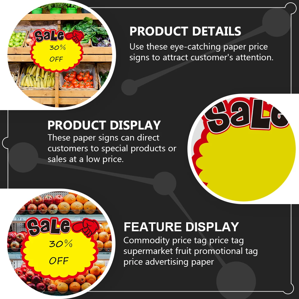 

50 pcs Price Tags Blank Advertising Stickers Promotional Sale Signs For Retail Business Flea Market Garage Sale School Carnival