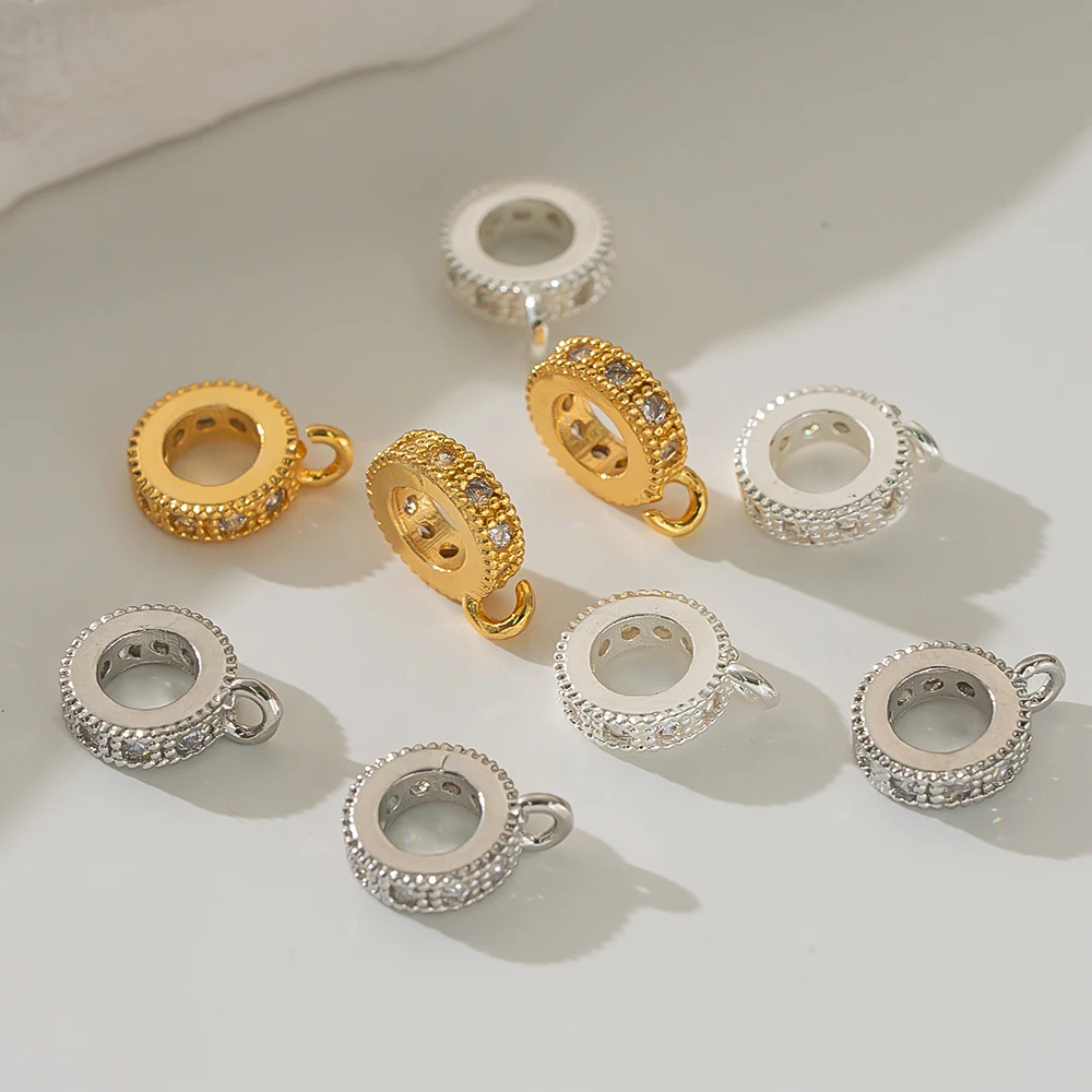 

5Pcs 10mm 18K Gold Plated Brass Large Hole Connector Spacer Beads For DIY Bracelet Necklace Jewelry Making Findings Accessories