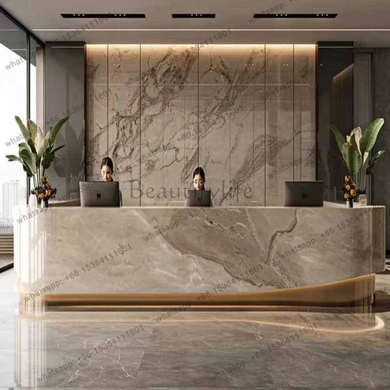 Best Sellers Display Welcome Reception Desks Industrial Drawer Luxury Unique Reception Desks Beauty Hotel Mostrador Commercial F