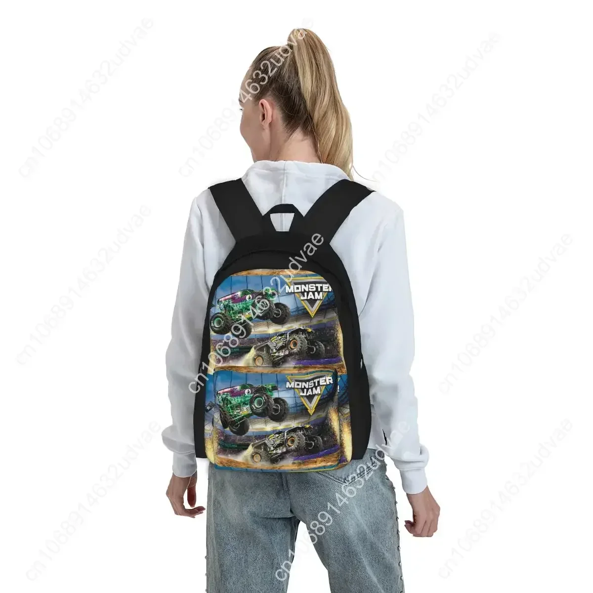 Ransel Pola Monster Jam Klasik Tas Buku Tas Sekolah Ransel Kartun Tas Bahu Ransel Perjalanan