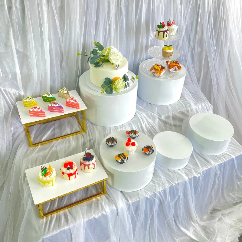 Metal Display Round Box Dessert Riser Buffet  Candy Food Dessert Cake Cookie Stand, Riser for Food Cosmetics Gifts Catering 8pcs