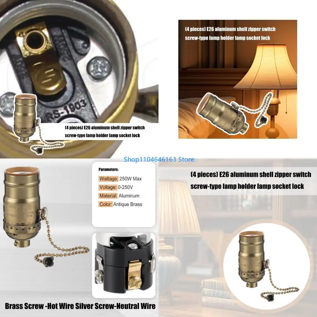 

4 Pack E26 Lamp Holder Screw Base High Temperature Resistant Bulbs Light Fitting