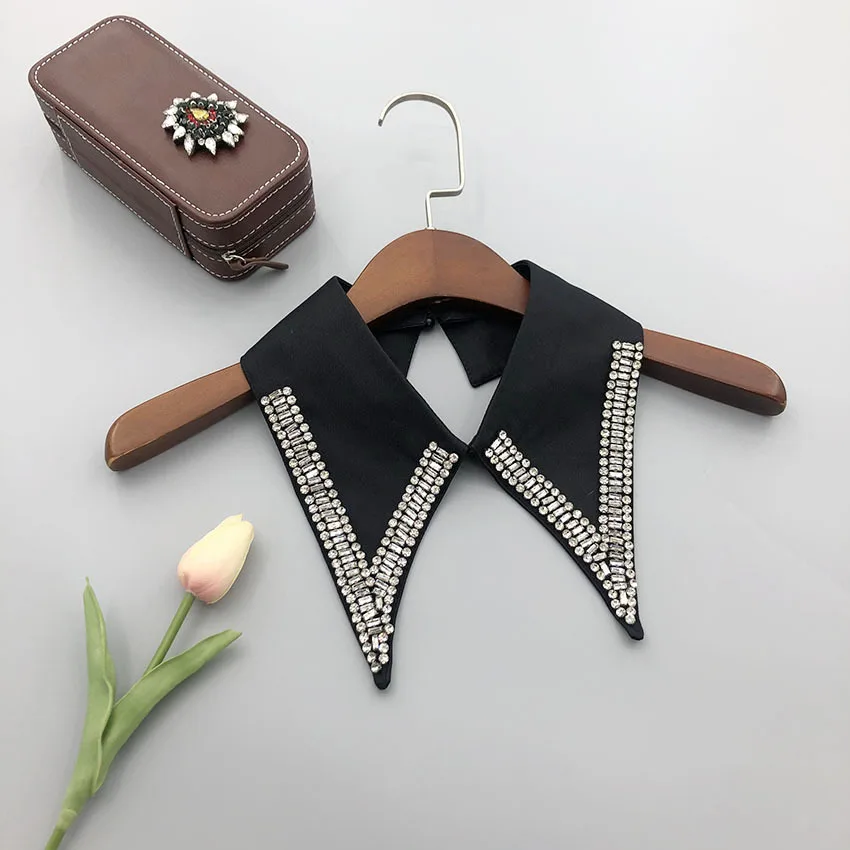 Retro Shirt Detachable Faux Collar Womens Removable Lapel Embroidery Sewing Fake False Collar Necktie DIY Clothing Accessories 1