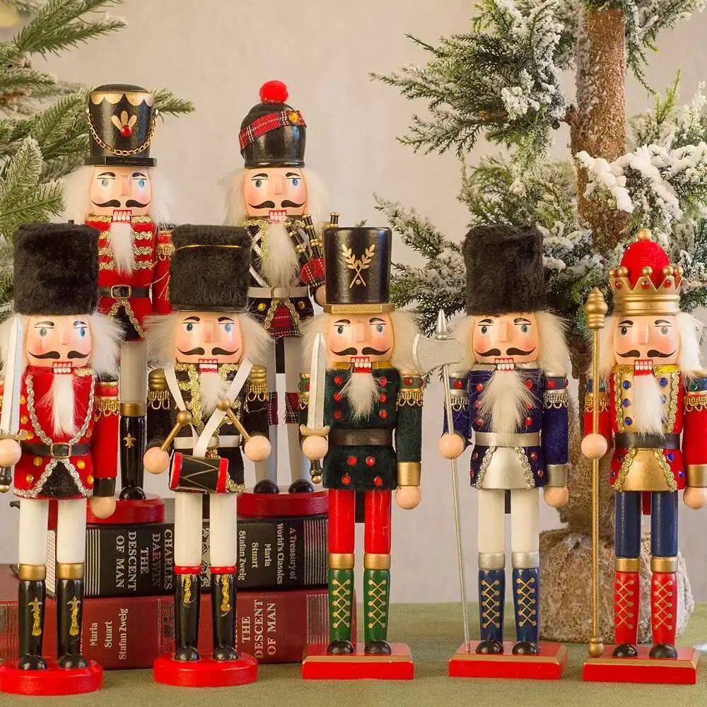 

European style cloth wrapped Nutcracker soldier puppet Christmas 30cm wine cabinet table decorations