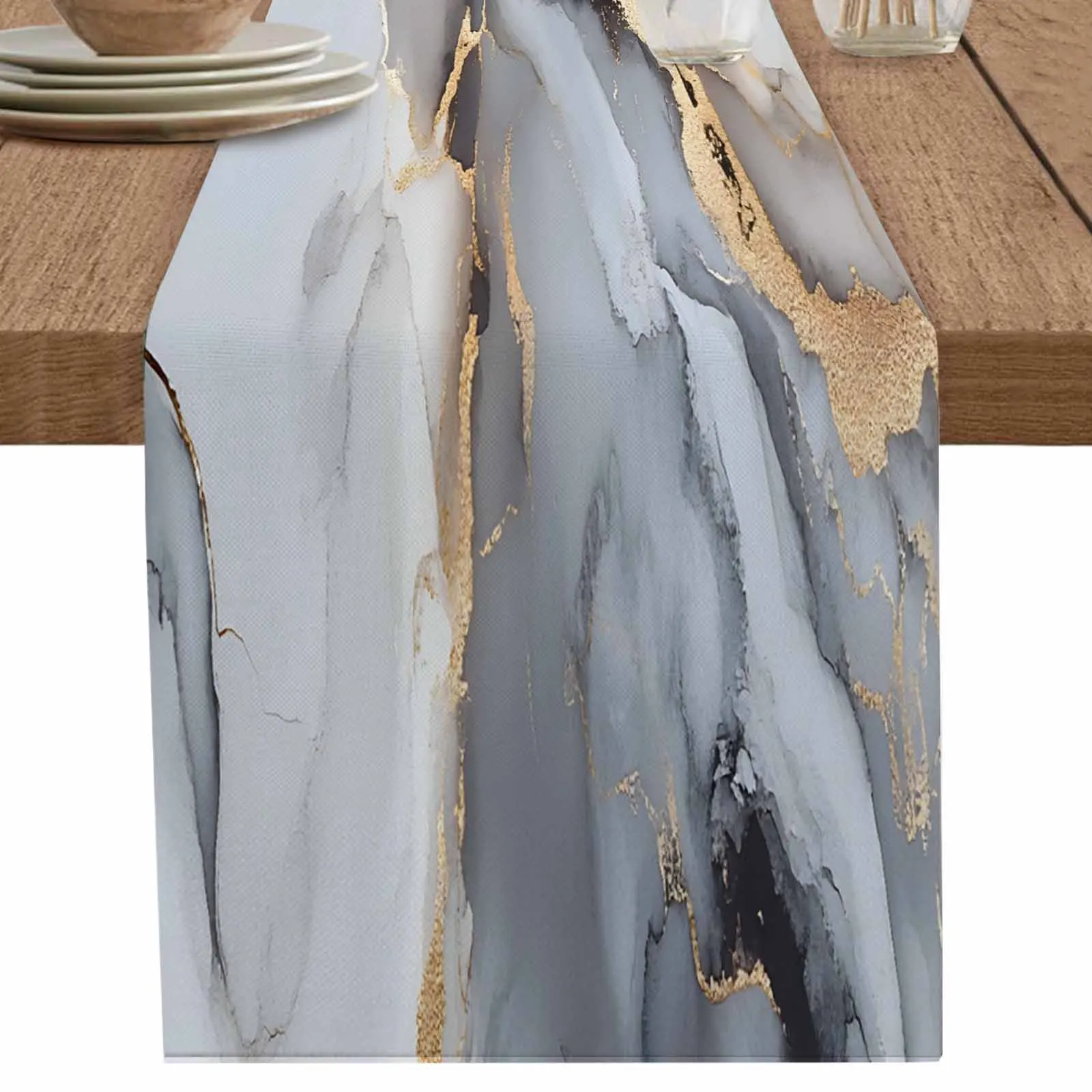 Abstract Marble Art Runner Wedding Decor Table Cover Holiday Party Coffee Table Decoration Tablecloth