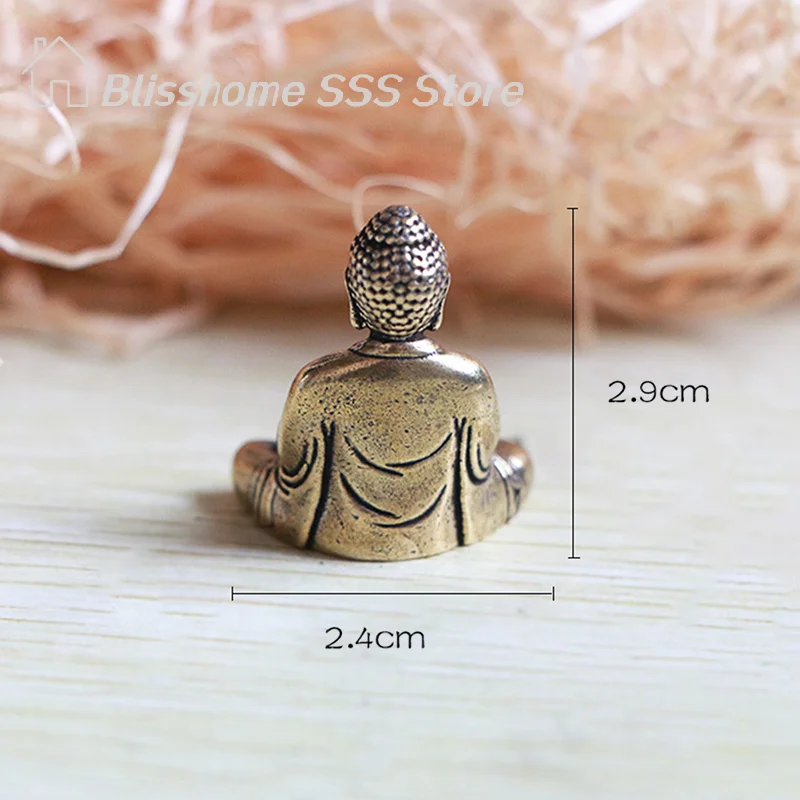 【S】Figura decorativa de Buda Shakyamuni en miniatura de latón puro, decoración para el hogar, figura en miniatura, manualidades, coleccionable, decorativo
