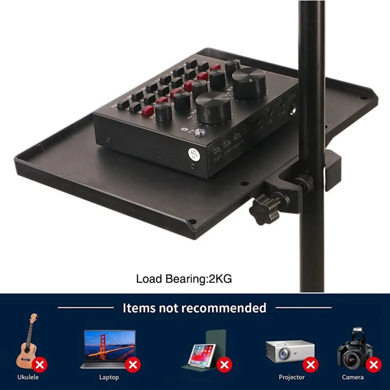 Microphone Stand Microphone Stand Tray Mount Clamp On Rod Holders With 24X17.5Cm (Stand NOT Included)