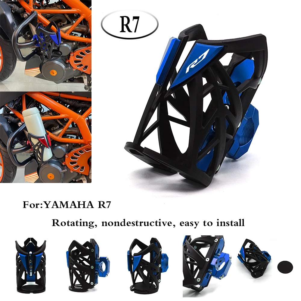 

For YAMAHA YZF R7 YZFR7 r7 YZF-R7 Motorbike Universal Beverage Water Bottle Cage Drink Cup Holder Sdand LOGO R7