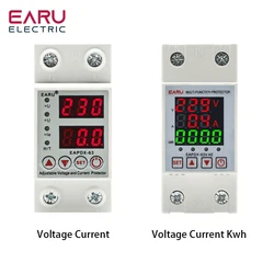 Dispositivo protector de corriente, aparato con riel din ajustable, 40A, 63A, 230V, relé contra sobretensión y bajo voltaje, protección limitadora de sobrecorriente