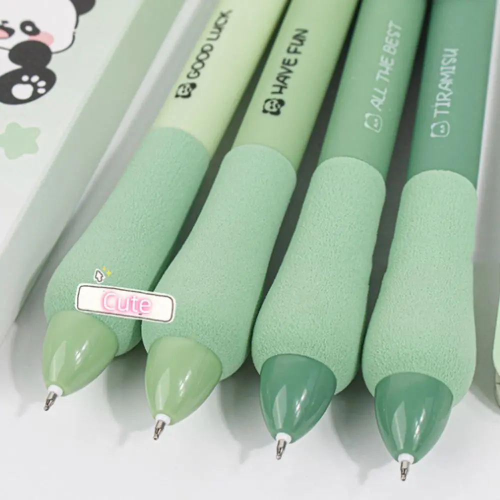 4pcs/set 0.5mm Capybara Gel Pen Black Ink Press Type Cute Pnada Gel Pen Comfortable Soft Sponge Grip Strawberry Roll Cake Pen