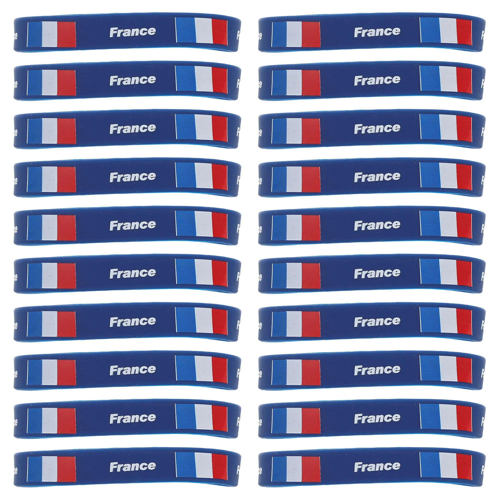 

20Pcs France Flag Silicone Wristband National France Flag Sports Bracelets Soccer Football Patriotic Game Day Fan Party Favor