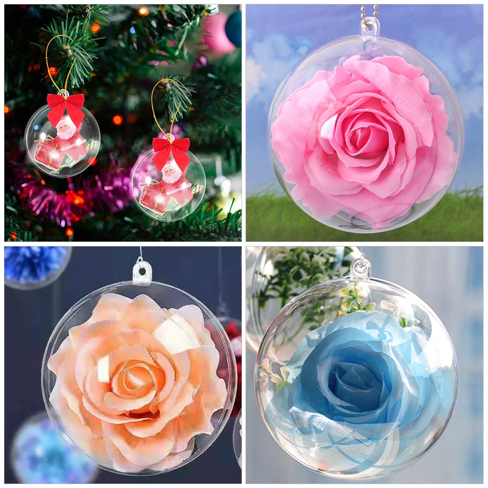 

18 Pcs Christmas Tree Decorations Balls Clear Hollow Hanging Transparent Plastic